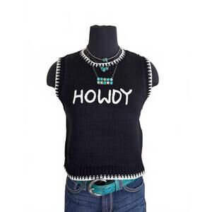 NEW TURQUOISE HAVEN women's howdy sweater vest in black